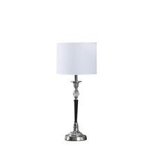 Load image into Gallery viewer, Chrome And Crystal Table Lamp With White Drum Shade - Black