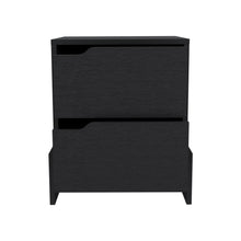 Load image into Gallery viewer, 17" x 14.6" x 19.9" Two Drawer Faux Wood Nightstand - Black