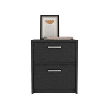 Load image into Gallery viewer, 15.7" x 12.7" x 18.6" Two Drawer Faux Wood Nightstand - Black