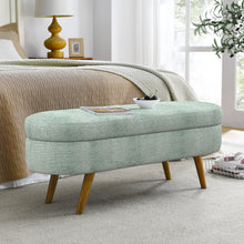 Load image into Gallery viewer, Modern Ottoman Oval Storage Bench With Rubber Wood Legs