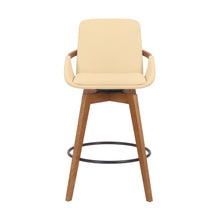 Load image into Gallery viewer, Powder Coated Footrest Swivel Counter Height Bar Chair - Cream / Black