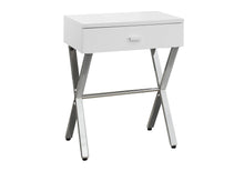 Load image into Gallery viewer, Wood And Metal End Table With Drawer - Silver And White