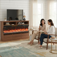 Load image into Gallery viewer, Wood Fireplace Entertainment Center With Fireplace - Brown