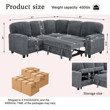 Load image into Gallery viewer, L-Shaped Sofa With Pull Out Sofa Bed With USB