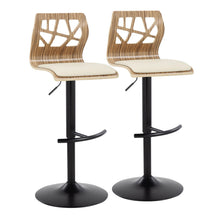 Load image into Gallery viewer, Folia - Mid Century Modern Adjustable Barstool With Swivel With Rounded T Footrest (Set of 2)