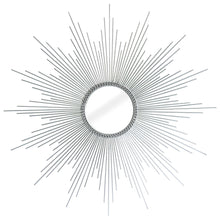 Load image into Gallery viewer, 32" Metal Sunburst Geometric Framed Accent Mirror - Silver