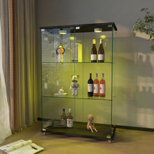 Load image into Gallery viewer, Modern Display Cabinet With LED Lights, Transparent Tempered Glass 2 Door Storage Case With 3 Shelves