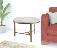 Load image into Gallery viewer, Marble Round End Table - Gold / White