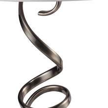 Load image into Gallery viewer, Metal Bedside Table Lamp With White Empire Shade - Silver