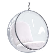 Load image into Gallery viewer, Acrylic And Faux Leather Hanging Balloon Chair - White And Silver