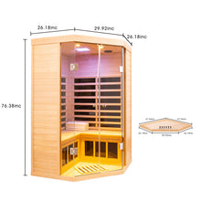 Load image into Gallery viewer, 2 Persons Large Glass Front Deluxe Version Hemlock Far Infrared Corner Sauna Room - Natural