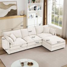 Load image into Gallery viewer, Modular L-Shaped Sectional Sofa With Movable Ottoman