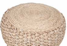 Load image into Gallery viewer, Jute Round Ottoman - Tan