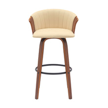 Load image into Gallery viewer, 30" Faux Leather Swivel Bar Height Bar Chair - Cream And Wood Brown