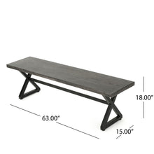 Load image into Gallery viewer, Modern Aluminum Outdoor Dining Bench With X Base