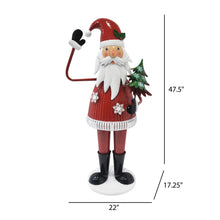 Load image into Gallery viewer, Cheerful Santa Claus Holding Tree And Waving, Holiday Decoration With Festive Design - Red
