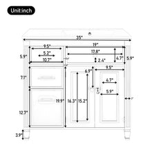 Load image into Gallery viewer, Modern Bathroom Vanity With Ceramic Sink, Freestanding, One Tip Out Drawer, 3 Side Drawers, Adjustable Shelf