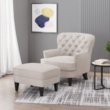 Load image into Gallery viewer, Stylish Club Chair And Ottoman Set With Birch Legs - Wheat