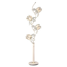 Load image into Gallery viewer, Four Light Floor Lamp With Frosted Glass Floral Shades - White And Gold