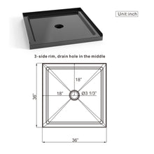 Load image into Gallery viewer, Shower Base, Anti Slip Center Drain Single Threshold - Black