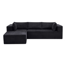 Load image into Gallery viewer, Corduroy Modular Sofa Chaise With Toss Pillows (723850) - Black