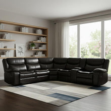 Load image into Gallery viewer, Polyester Blend Reclining U Shaped Three Piece Corner Sectional With Console - Brown