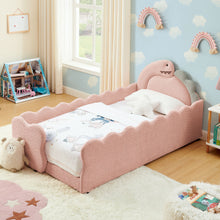 Load image into Gallery viewer, Cute Dinosaur Shaped Bed With Safety Guardrail, Toddler Frame