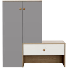 Load image into Gallery viewer, Modern Multi Functional Shoe Storage Bench & Cabinets With Adjustable Shelves - Gray / Natural Wood / White
