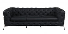 Load image into Gallery viewer, Italian Leather Sofa Silver Legs - Black