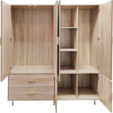Load image into Gallery viewer, 71" Wood Mirro Four Door Two Drawer Combo Dresser - Natural