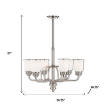 Load image into Gallery viewer, Six Light Metal Dimmable Chandelier With Shades - Nickel / Opal