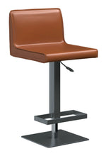 Load image into Gallery viewer, Faux Leather And Metal Low Back Adjustable Height Bar Chair - Orange And Black