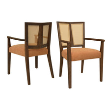 Load image into Gallery viewer, Mid Century Modern Arm Dining Chair Set With Rattan Backrest