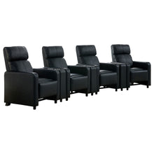 Load image into Gallery viewer, Warren - 4 Seater Home Theater With 3 Wedge Consoles - Black