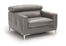 Load image into Gallery viewer, Genuine Leather Solid Color Lounge Chair - Gray And Silver