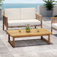 Load image into Gallery viewer, Outdoor Coffee Table With Slat Top Design And Sled Base - Teak