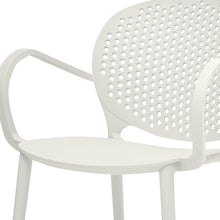 Load image into Gallery viewer, Heavy Duty Plastic Partially Open Back Dining Arm Chairs (Set of 4) - White