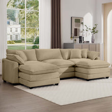 Load image into Gallery viewer, Modern Oversized Modular Cushion Sofa With Ottoman, Low Back, Deep Seating Sofa Set