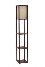 Load image into Gallery viewer, Column Floor Lamp With Beige Square Shade - Brown