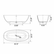 Load image into Gallery viewer, 65.2" Freestanding Solid Surface Soaking Bathtub For Bathroom - Matte White