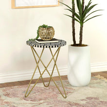 Load image into Gallery viewer, Top Accent Table With Mosaic Design, Circular Tabletop - Gold