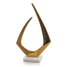 Load image into Gallery viewer, Marble Abstract Tabletop Sculpture (628141) - Gold / White
