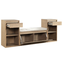 Load image into Gallery viewer, Entryway Storage Bench With Cushion, Drawers & Open Shelves