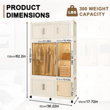 Load image into Gallery viewer, Portable Wardrobe Closet Storage Organizer With 9 Magnetic Doors - Cream White