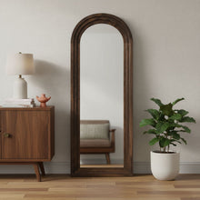 Load image into Gallery viewer, 71" Solid Wood Arch Freestanding Framed Full Length Mirror - Brown