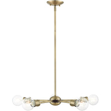 Load image into Gallery viewer, 11" Five Light Dimmable Chandelier With Shades - Antiqued Brass
