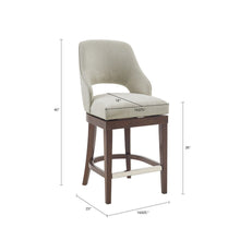 Load image into Gallery viewer, Counter Stool With Swivel Seat, Upholstery And Solid Wood Legs - Cream