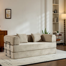 Load image into Gallery viewer, Convertible Sleeper Sofa Bed With Cylindrical Pillow, With Fixed Shape Frame