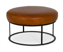 Load image into Gallery viewer, Faux Leather Ottoman - Camel / Black