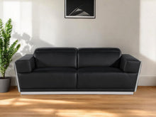 Load image into Gallery viewer, Leather Sofa - Black / Silver